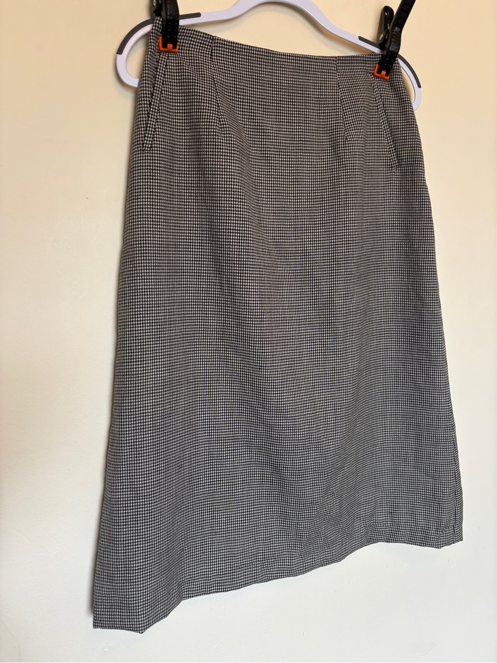 Vtg Harve Benard Wool Houndstooth Pencil Skirt Sz 8 Zipper Knee Length Preppy
